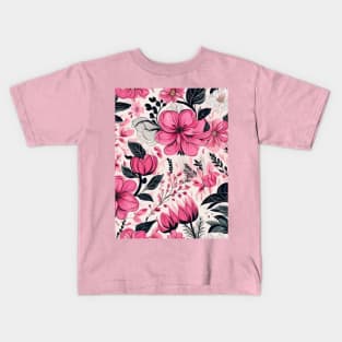 Cute pink flowers pattern gift ideas Kids T-Shirt